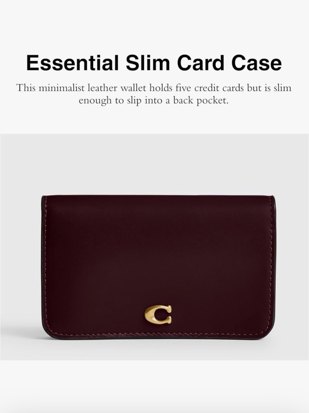 Coach Essential Slim Card Case in Merlot - NWT - Compact Burgundy Wallet CR990 - Picture 8 of 9